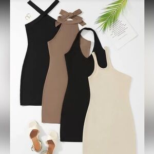 Elegant Black, Brown, and Cream Women's Dresses